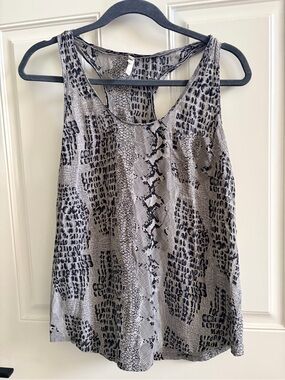 Joie Gray and Black Snake-Print Racerback Tank